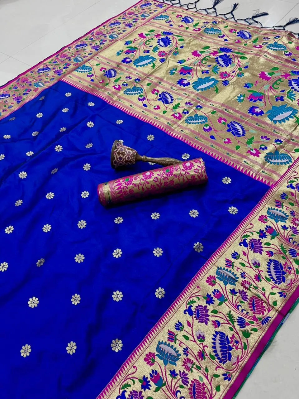 Pure Kanchipuram Paithani Silk Meenakari Saree