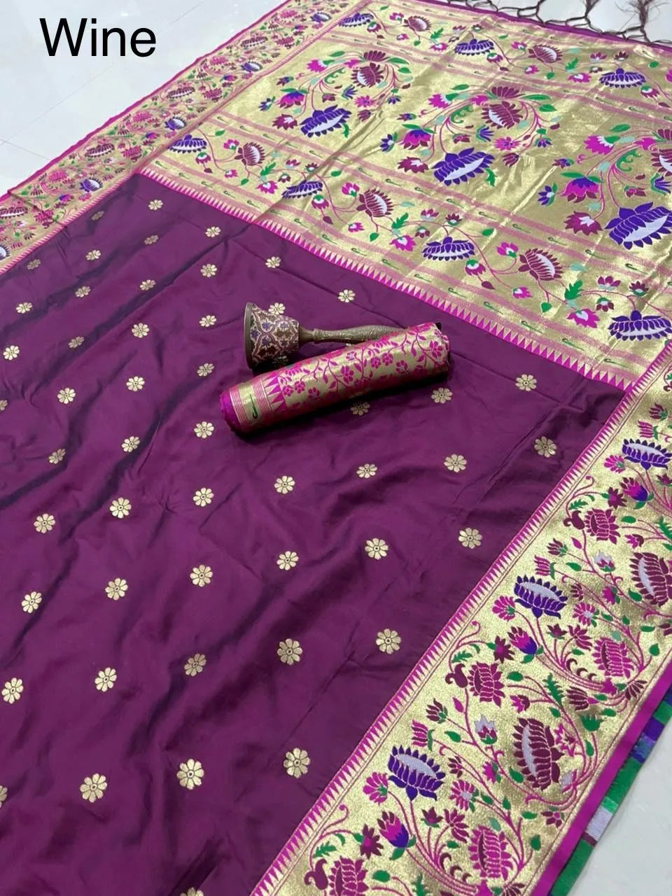 Pure Kanchipuram Paithani Silk Meenakari Saree