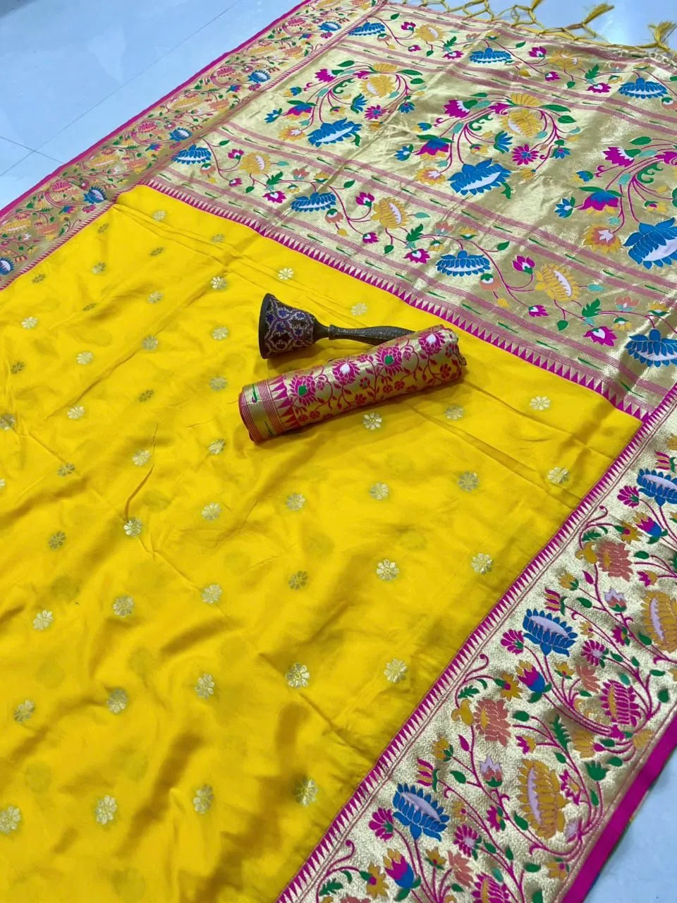 Pure Kanchipuram Paithani Silk Meenakari Saree