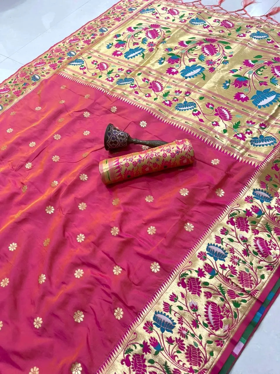 Pure Kanchipuram Paithani Silk Meenakari Saree