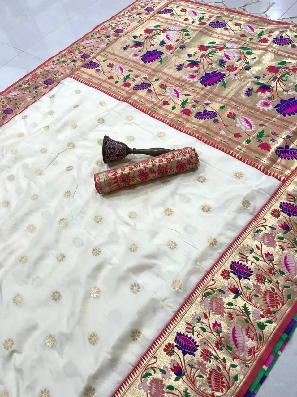 Pure Kanchipuram Paithani Silk Meenakari Saree