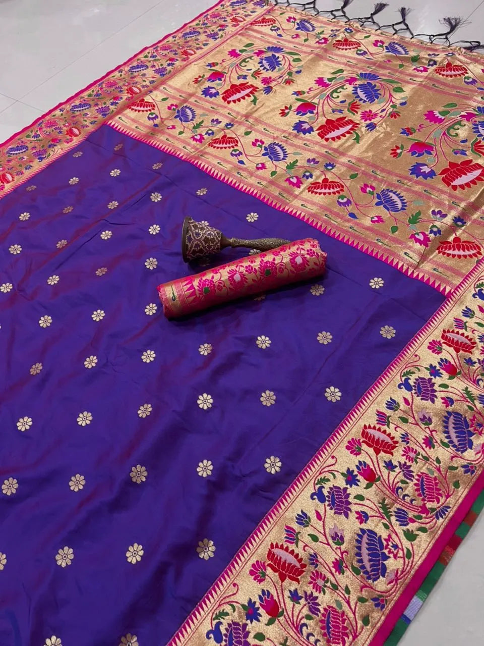 Pure Kanchipuram Paithani Silk Meenakari Saree