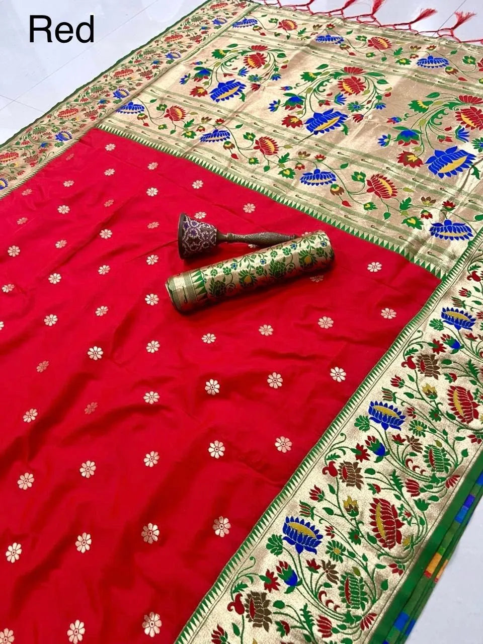 Pure Kanchipuram Paithani Silk Meenakari Saree