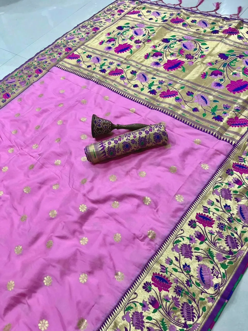 Pure Kanchipuram Paithani Silk Meenakari Saree