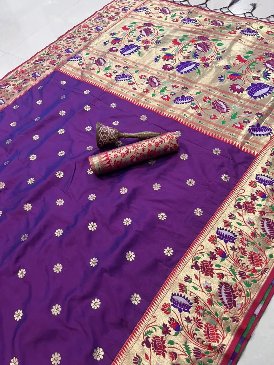 Pure Kanchipuram Paithani Silk Meenakari Saree