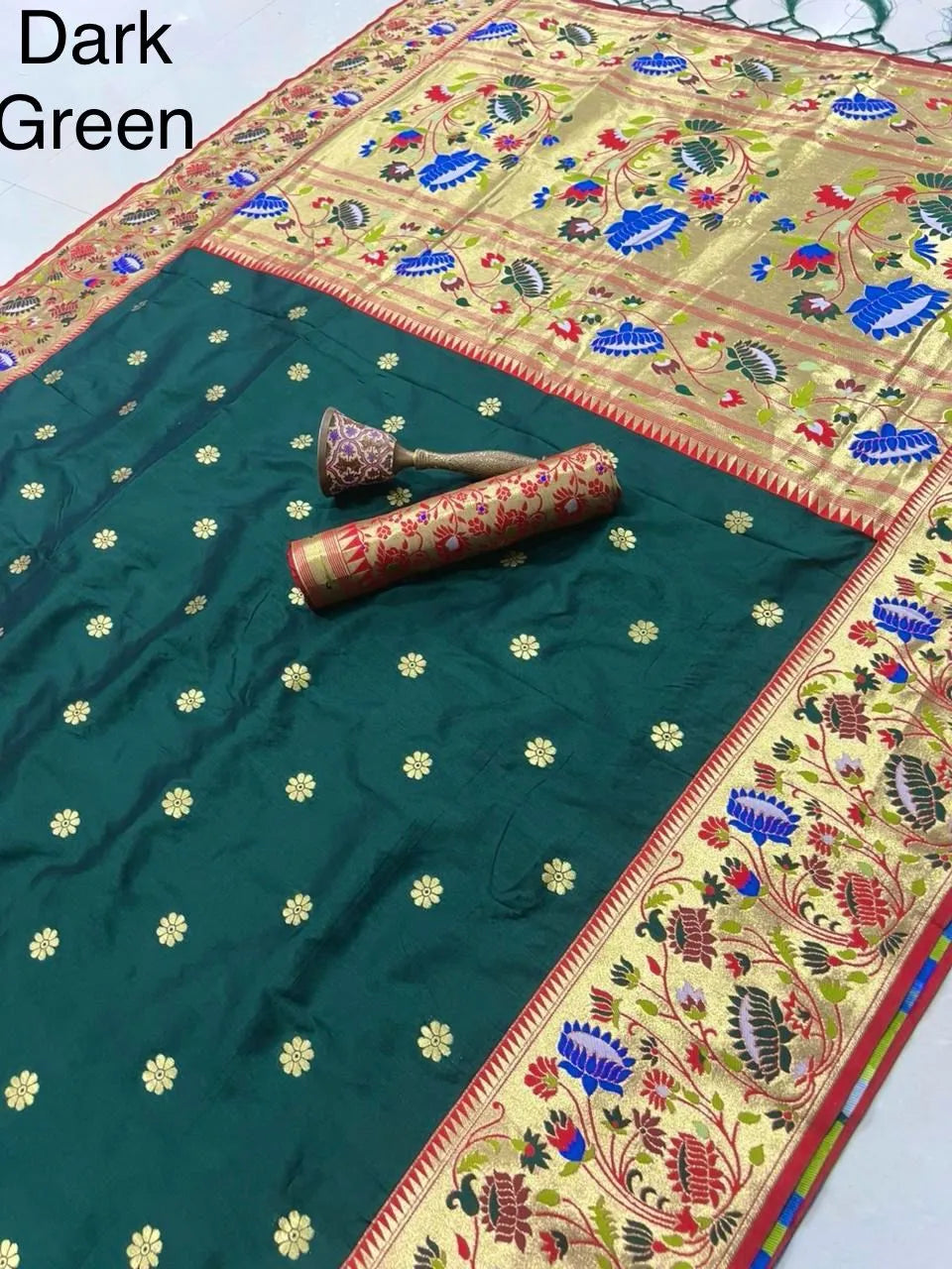 Pure Kanchipuram Paithani Silk Meenakari Saree