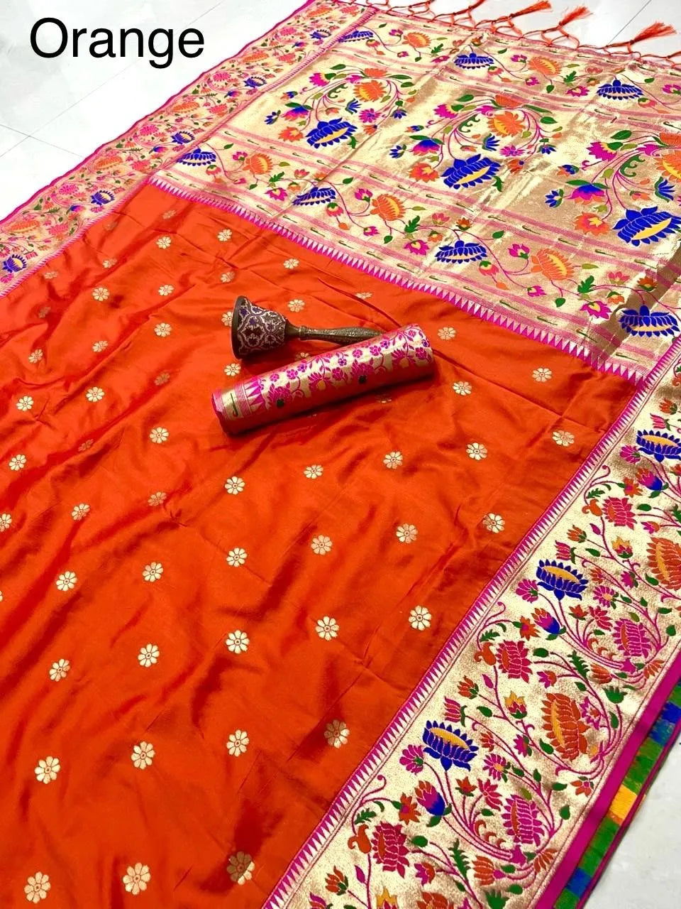 Pure Kanchipuram Paithani Silk Meenakari Saree