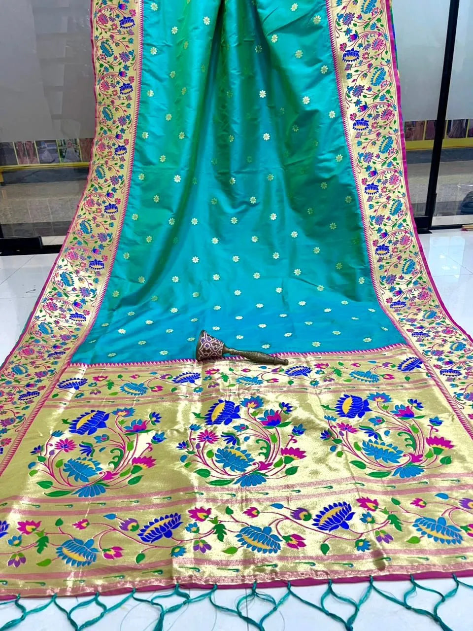 Pure Kanchipuram Paithani Silk Meenakari Saree