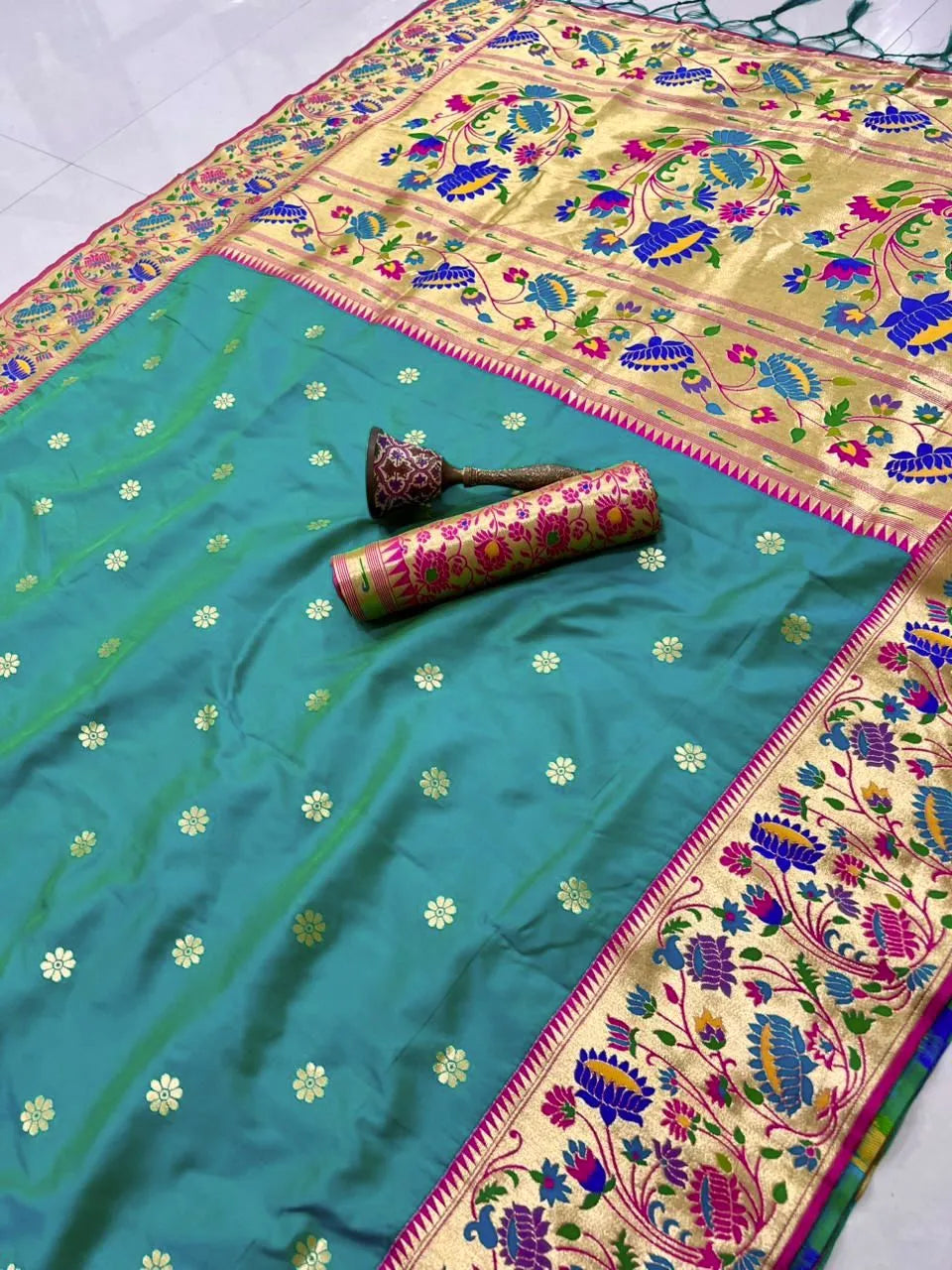 Pure Kanchipuram Paithani Silk Meenakari Saree