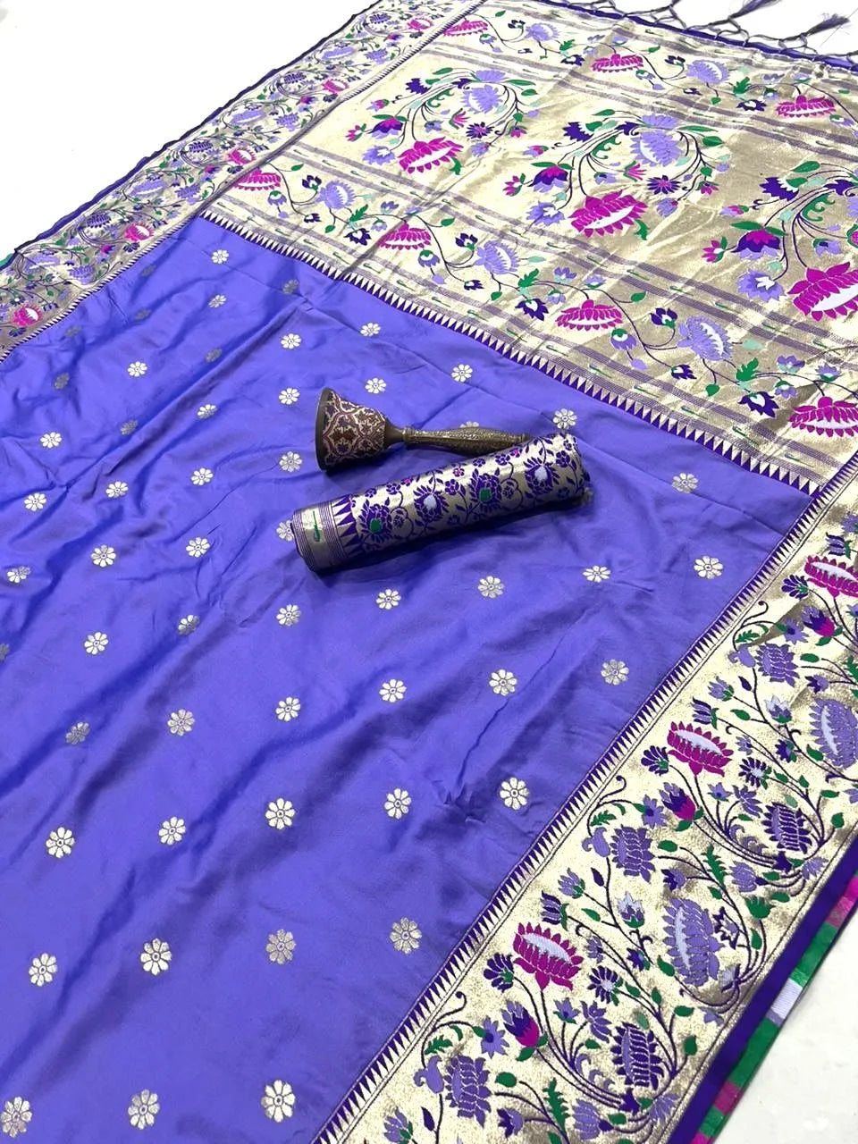 Pure Kanchipuram Paithani Silk Meenakari Saree