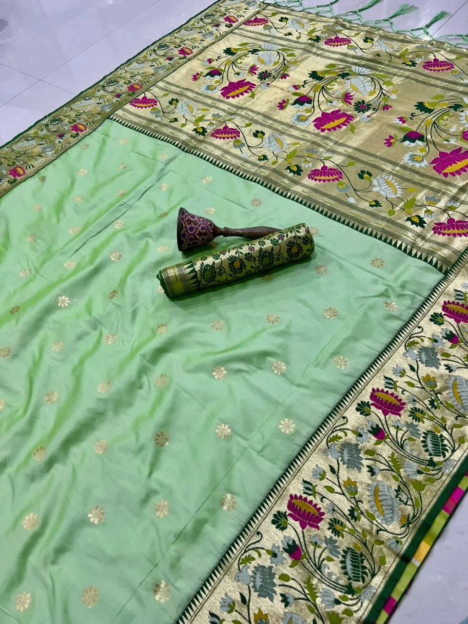 Pure Kanchipuram Paithani Silk Meenakari Saree