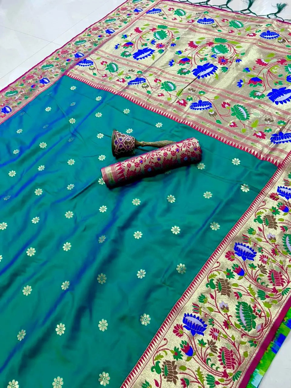 Pure Kanchipuram Paithani Silk Meenakari Saree