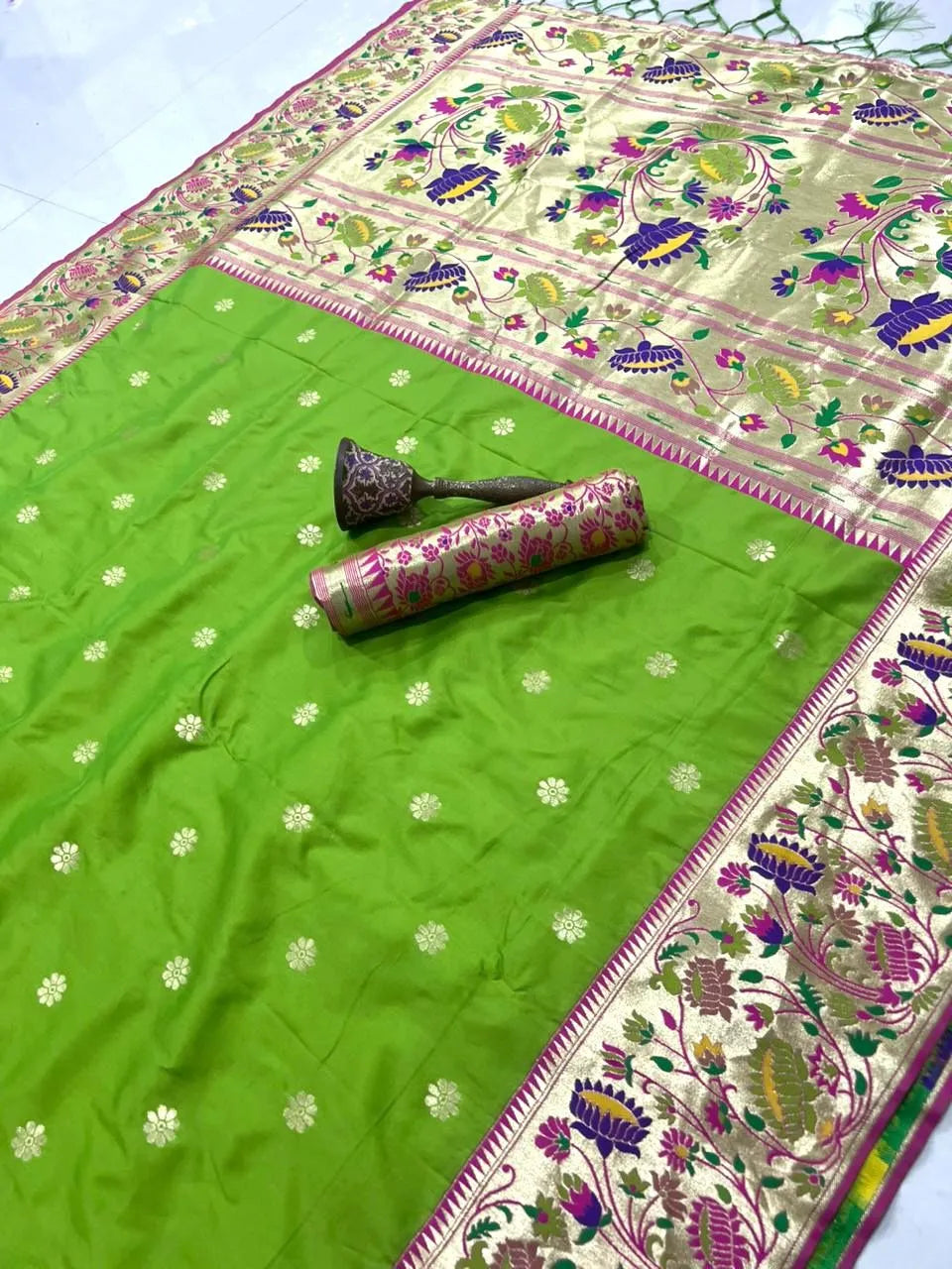 Pure Kanchipuram Paithani Silk Meenakari Saree