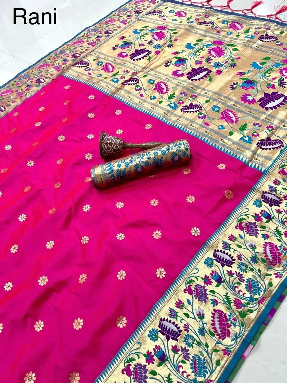 Pure Kanchipuram Paithani Silk Meenakari Saree