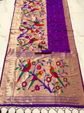 Kanchivaram Paithani Silk Big Parrot Zari Border Saree