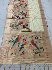 Kanchivaram Paithani Silk Big Parrot Zari Border Saree