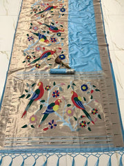 Kanchivaram Paithani Silk Big Parrot Zari Border Saree