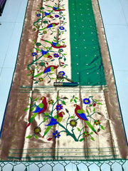 Kanchivaram Paithani Silk Big Parrot Zari Border Saree
