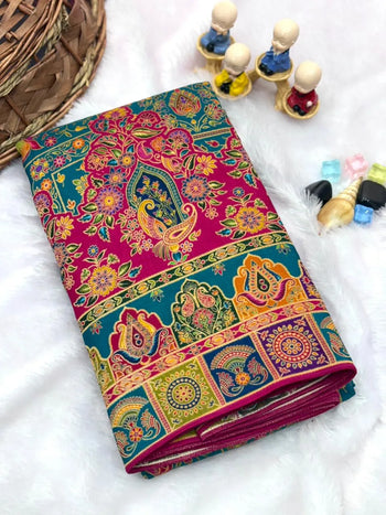 Pure Viscose Silk Meenakari Position Weaving Saree