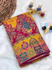 Pure Viscose Silk Meenakari Position Weaving Saree