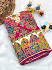 Pure Viscose Silk Meenakari Position Weaving Saree