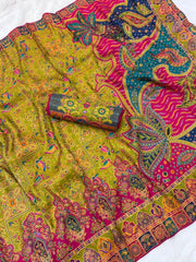 Pure Viscose Silk Meenakari Position Weaving Saree