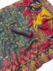 Pure Viscose Silk Meenakari Position Weaving Saree