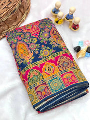 Pure Viscose Silk Meenakari Position Weaving Saree