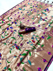 Pure Soft Kanchivaram Brocket Paithani Silk Saree