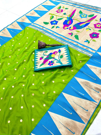 Pure Soft Kanchivaram Temple Paithani Silk Saree