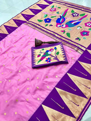 Pure Soft Kanchivaram Temple Paithani Silk Saree