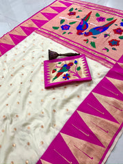 Pure Soft Kanchivaram Temple Paithani Silk Saree