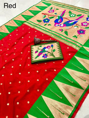Pure Soft Kanchivaram Temple Paithani Silk Saree