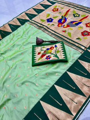 Pure Soft Kanchivaram Temple Paithani Silk Saree