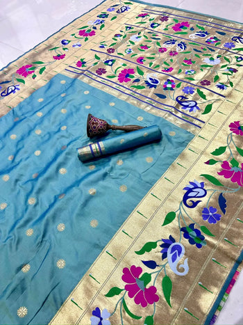 Soft Silk Mango Flower Design Paithani Saree