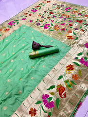 Soft Silk Mango Flower Design Paithani Saree
