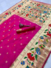 Soft Silk Mango Flower Design Paithani Saree