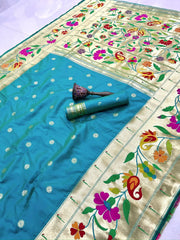 Soft Silk Mango Flower Design Paithani Saree