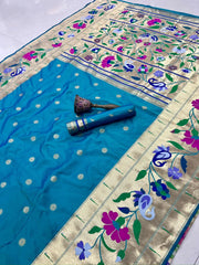 Soft Silk Mango Flower Design Paithani Saree