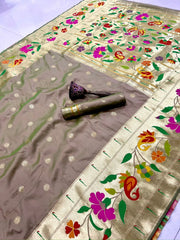 Soft Silk Mango Flower Design Paithani Saree