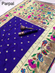 Soft Silk Mango Flower Design Paithani Saree