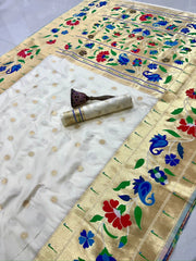 Soft Silk Mango Flower Design Paithani Saree