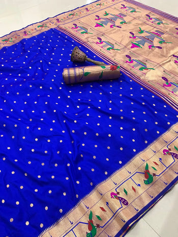 Soft Silk Parrot Peacock Border Paithani Saree