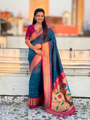 Paithani Saree with Swan Meenakari Pallu