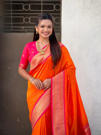 Paithani Saree with Swan Meenakari Pallu