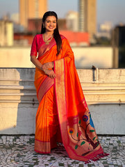 Paithani Saree with Swan Meenakari Pallu