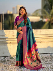 Paithani Saree with Swan Meenakari Pallu