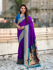 Paithani Saree with Swan Meenakari Pallu