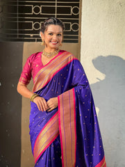 Paithani Saree with Swan Meenakari Pallu