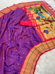 Paithani Saree with Swan Meenakari Pallu